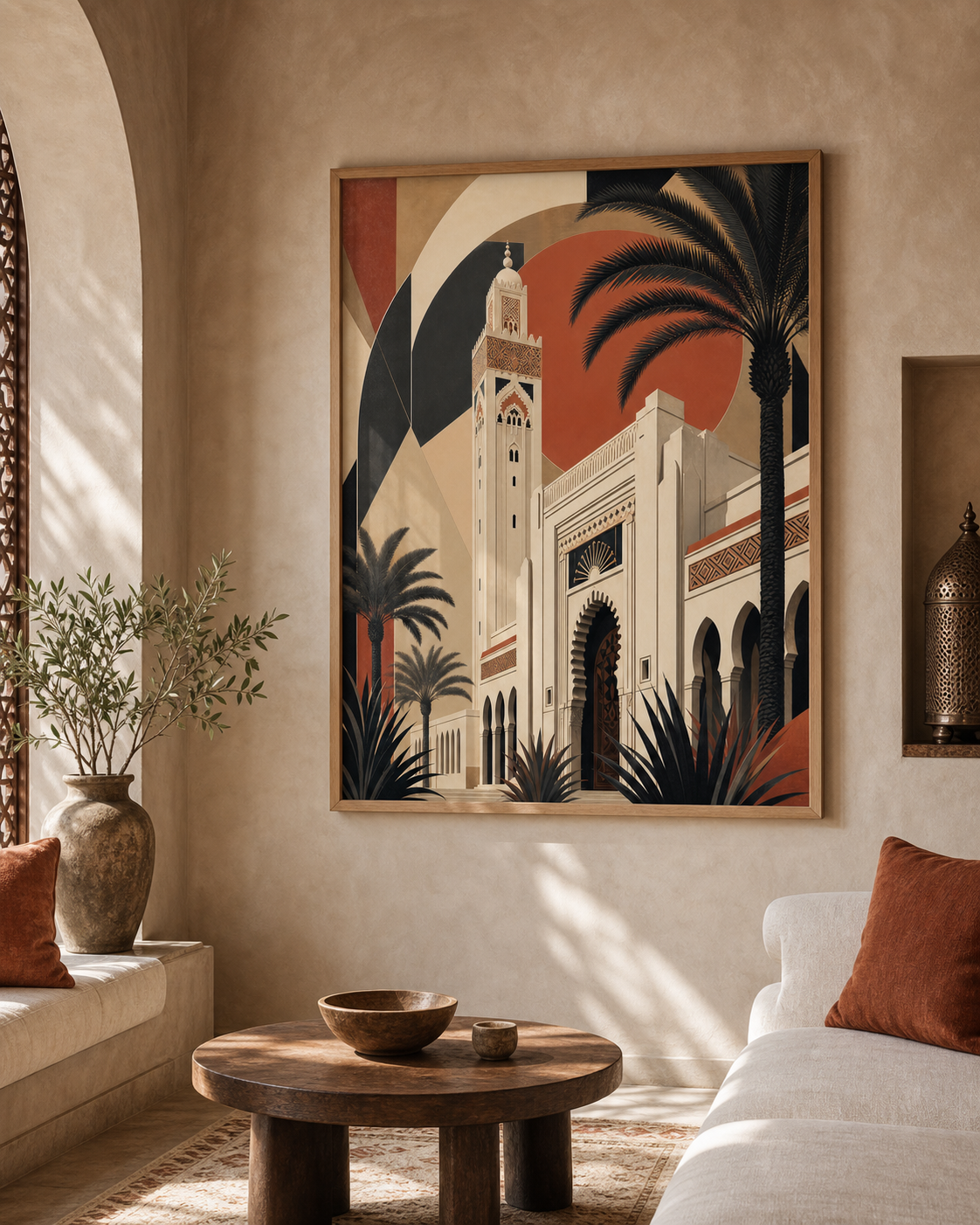 Affiche Casablanca Art Déco – mise en ambiance avec cadre en bois et verre