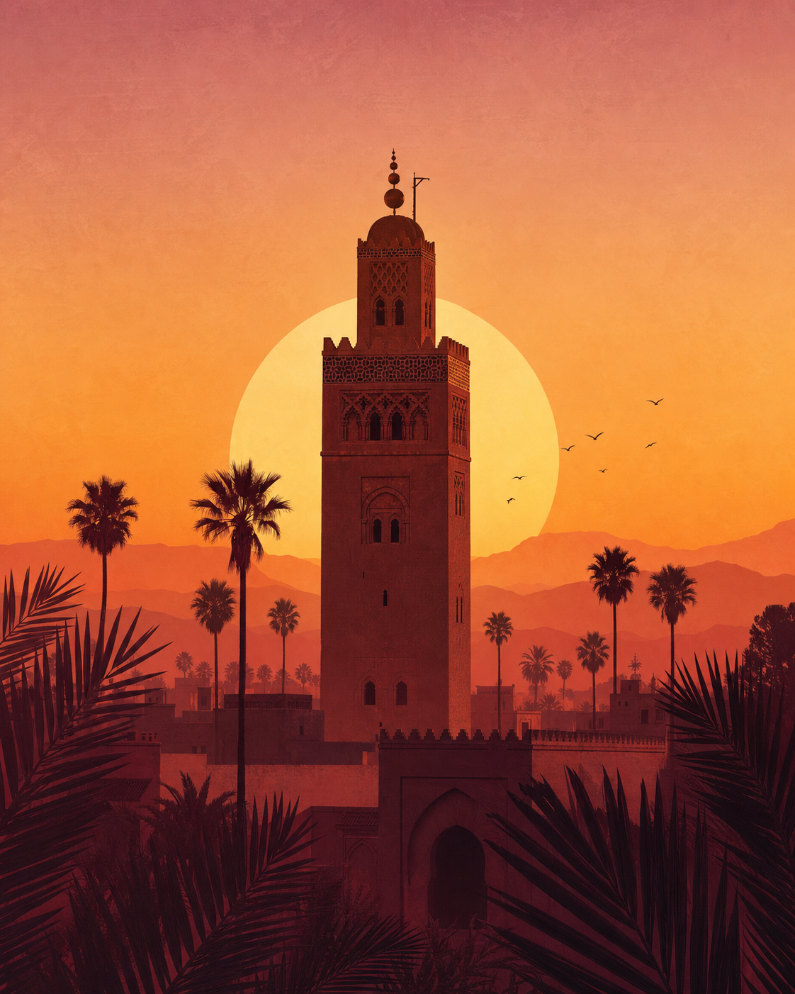 Affiche Marrakech Koutoubia Minimaliste – affiche seule sans cadre