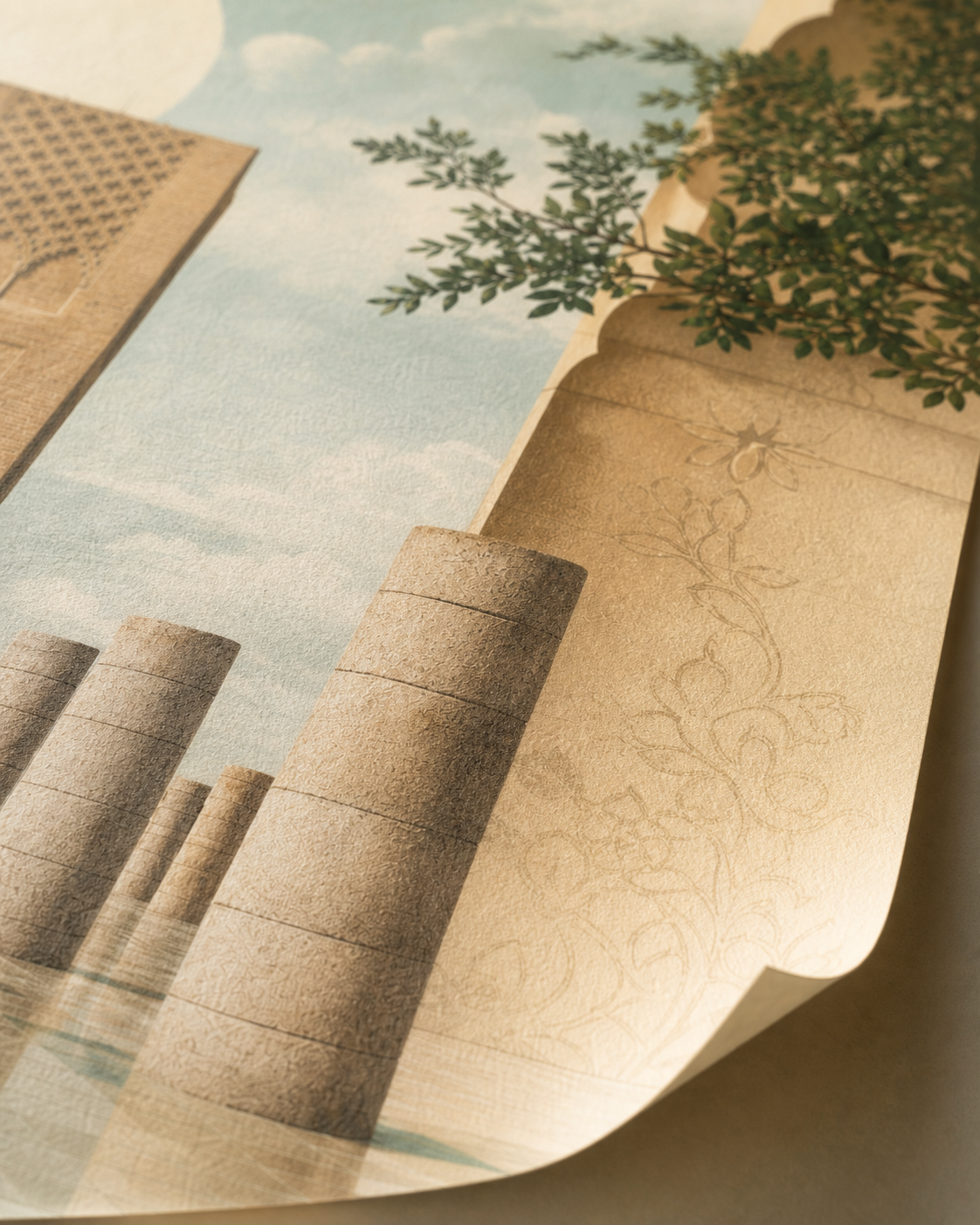 Affiche Rabat Tour Hassan – gros plan de l’impression sur papier mat