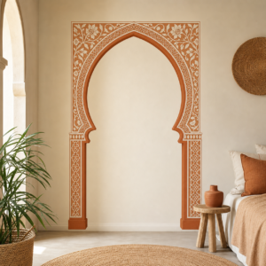 Arche Marocaine Terracotta – sticker posé dans un intérieur marocain