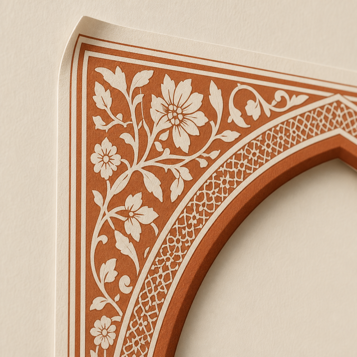 Arche Marocaine Terracotta – gros plan du bord adhésif mat