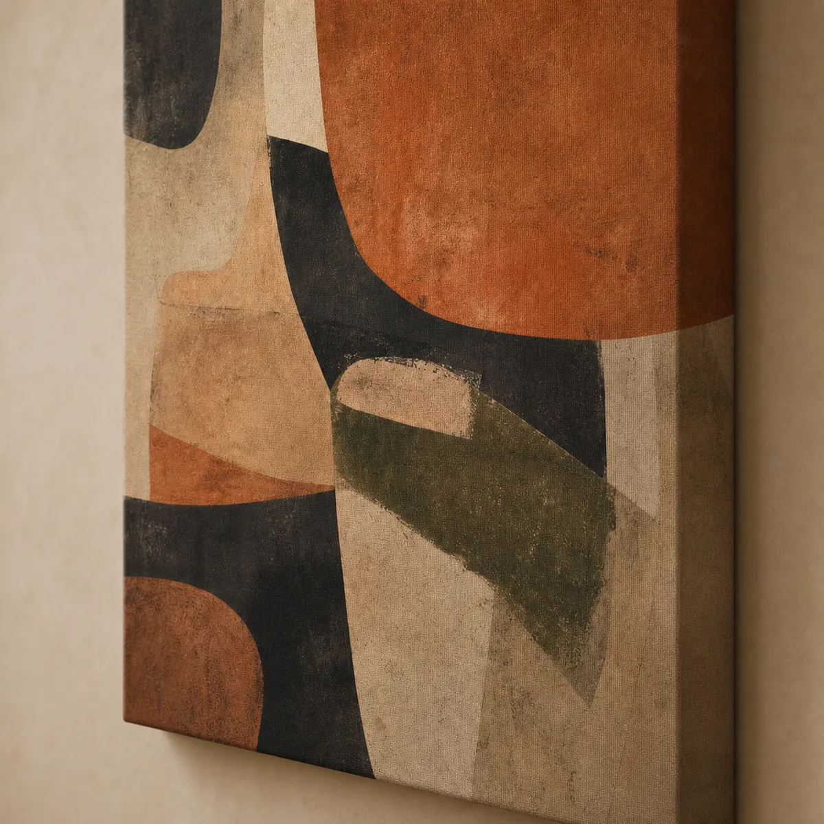 Vue détaillée de Atlas abstrait montrant le relief de la toile et la finition du cadre.