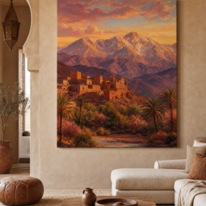 Atlas au Lever du Jour – mise en ambiance du tableau sur toile