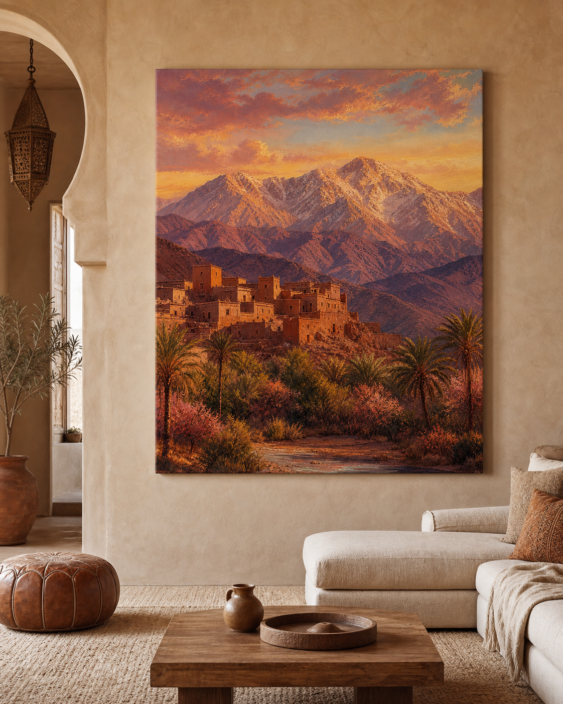Atlas au Lever du Jour – mise en ambiance du tableau sur toile