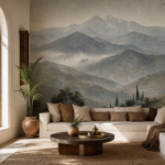 Atlas Brumeux – papier peint installé dans un intérieur marocain
