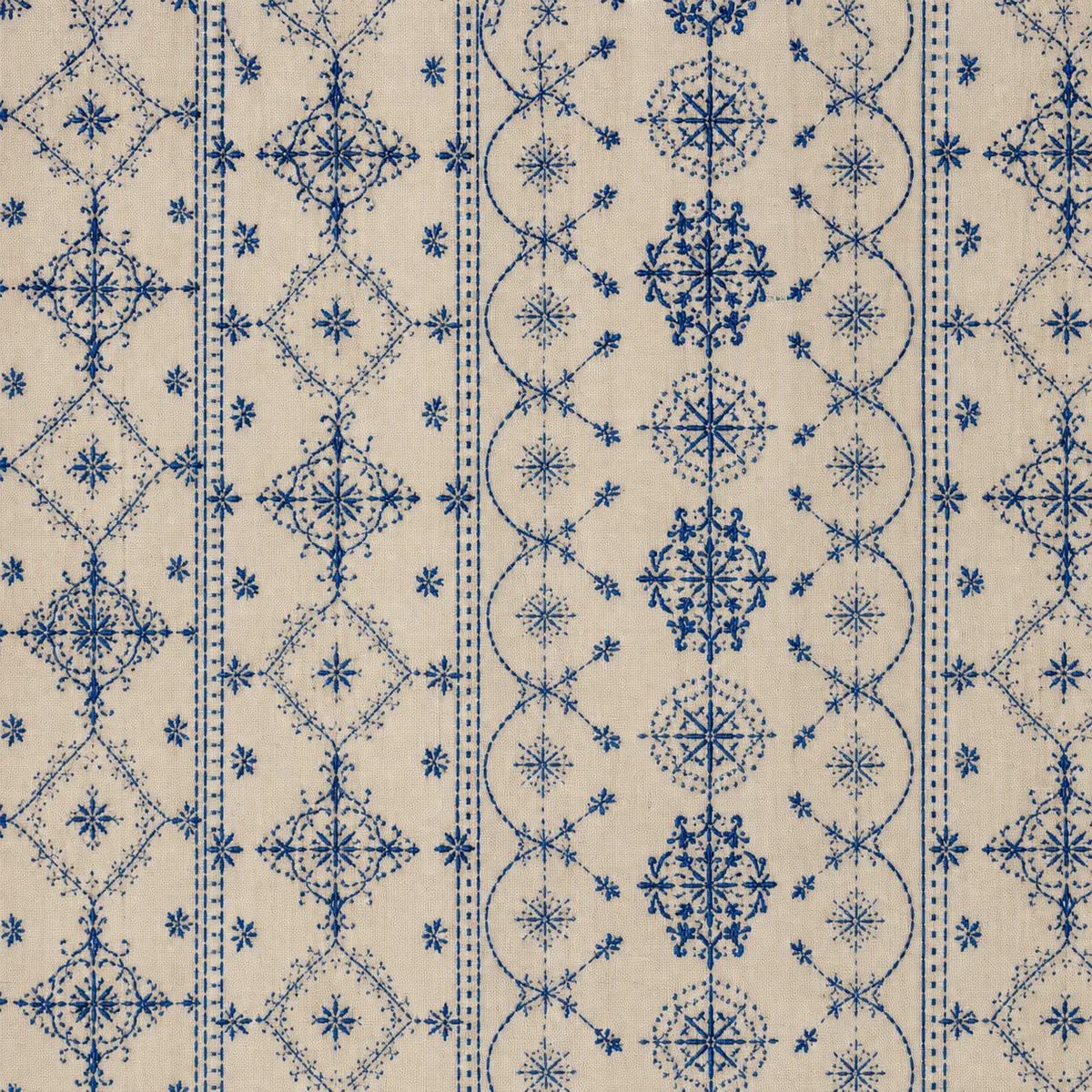Détail de la matière et de la finition de Broderie fassie.