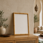 Cadre Bambou Naturel – cadre vide en bambou posé sur une table