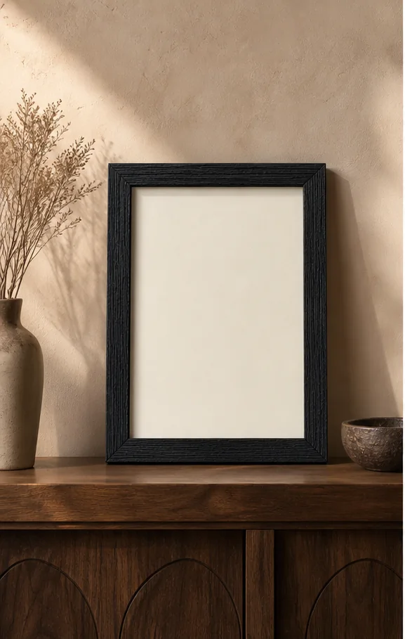 Cadre en bois brûlé – vue principale du cadre décoratif