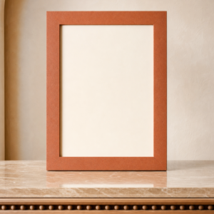 Cadre Terracotta – cadre vide posé sur une table