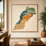 Carte artistique du Maroc, produit de décoration murale marocaine et berbère – vue principale.