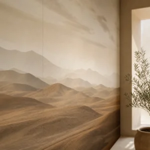 Vue détaillée de Dunes d’Agafay montrant la texture murale et le raccord discret.