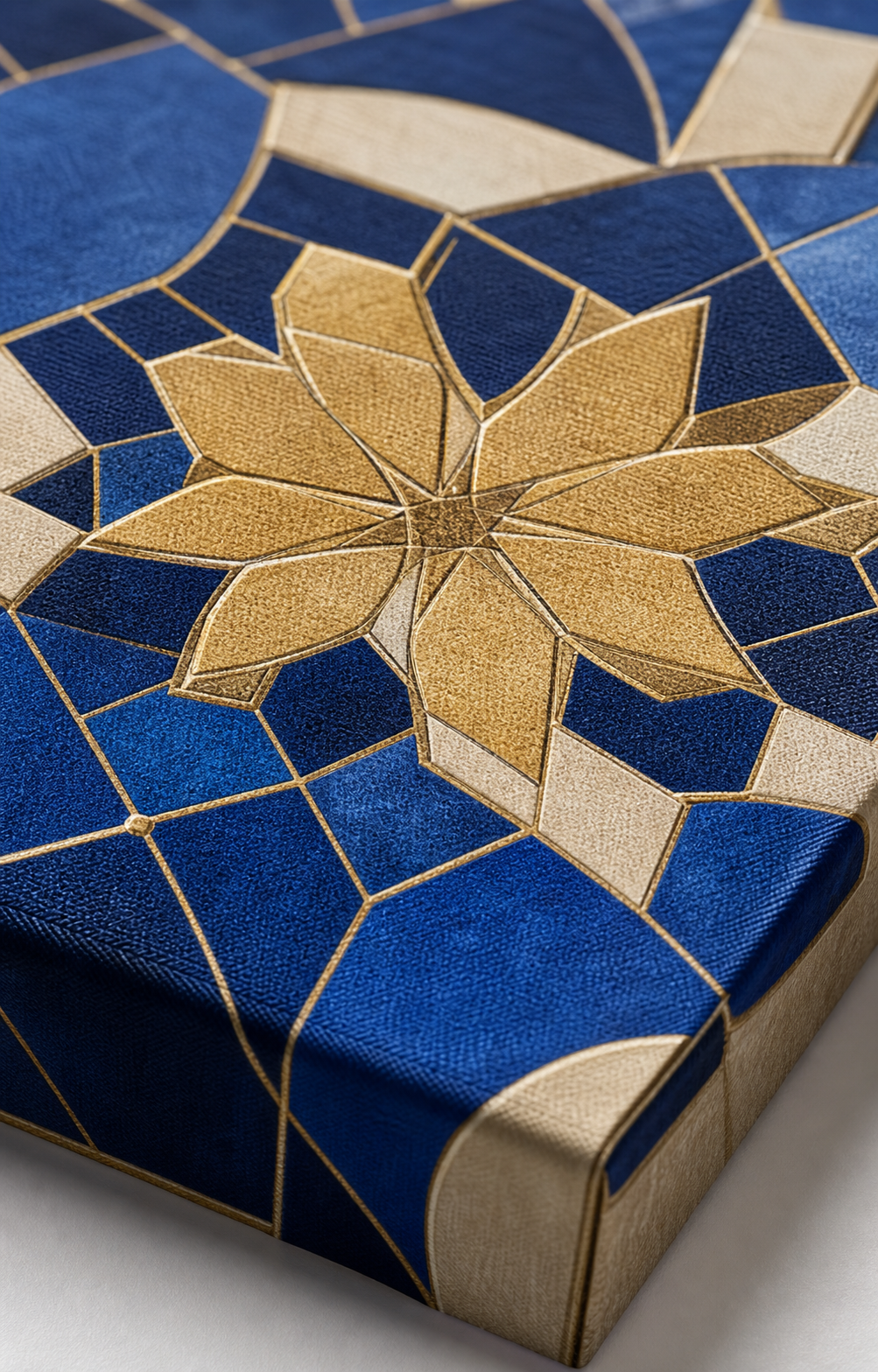 Éclat Zellige Bleu Majorelle – détail de la toile du tableau sur toile
