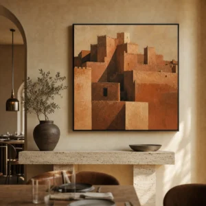 Kasbah d’Aït-Ben-Haddou, produit de décoration murale marocaine et berbère – vue principale.