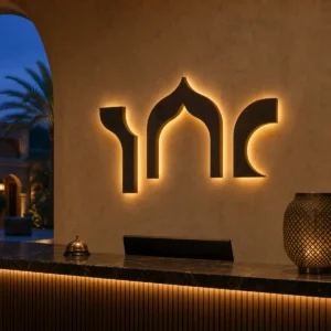 Lettrage rétroéclairé Médina, produit de décoration murale marocaine et berbère – vue principale.