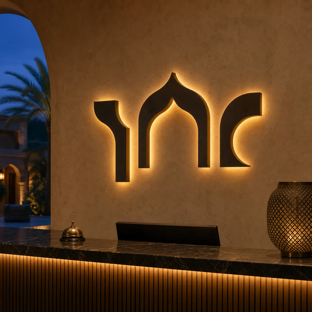 Lettrage rétroéclairé Médina, produit de décoration murale marocaine et berbère – vue principale.