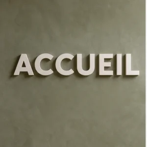 Accueil blanc minéral – vue principale du lettres murales 3D