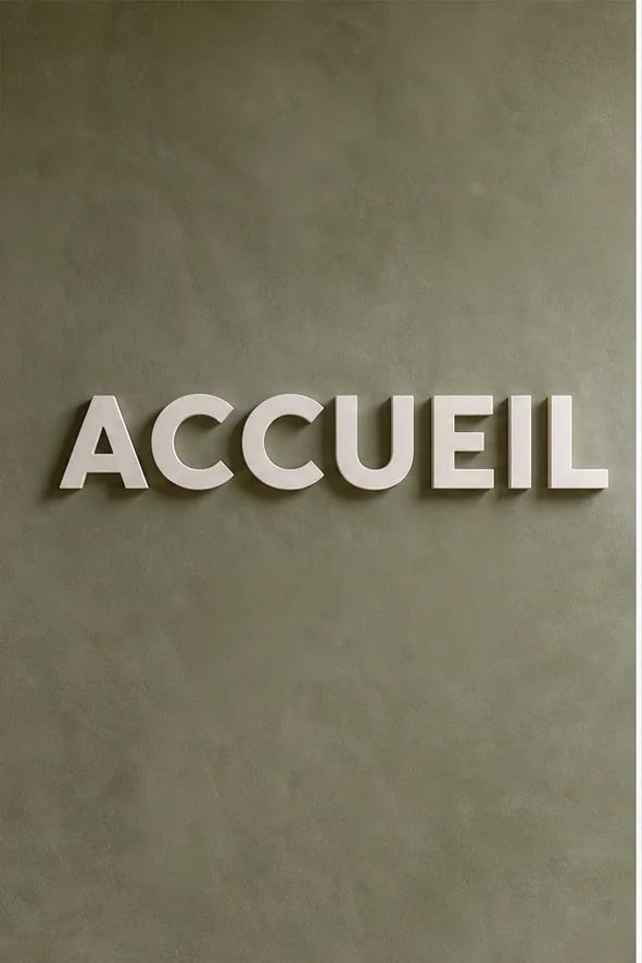 Accueil blanc minéral – vue principale du lettres murales 3D