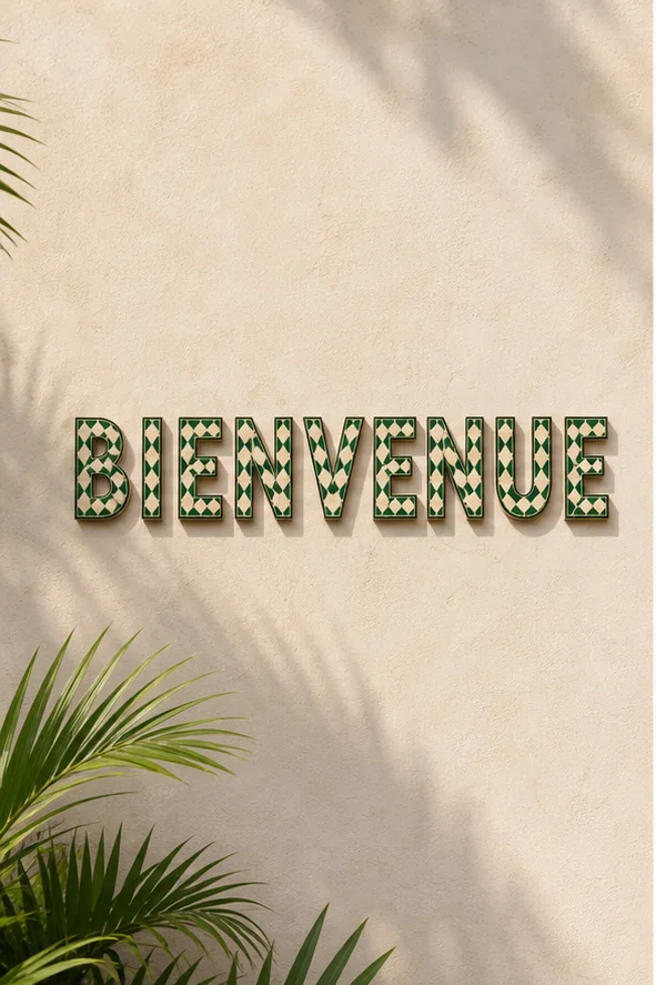 Bienvenue effet zellige – vue principale du lettres murales 3D