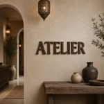 Lettres 3D Bois Noyer – installation dans un espace professionnel