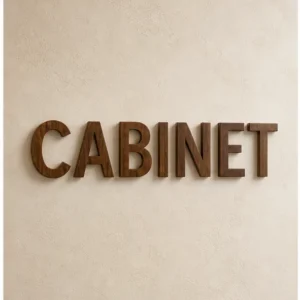 Cabinet en noyer – vue principale du lettres murales 3D