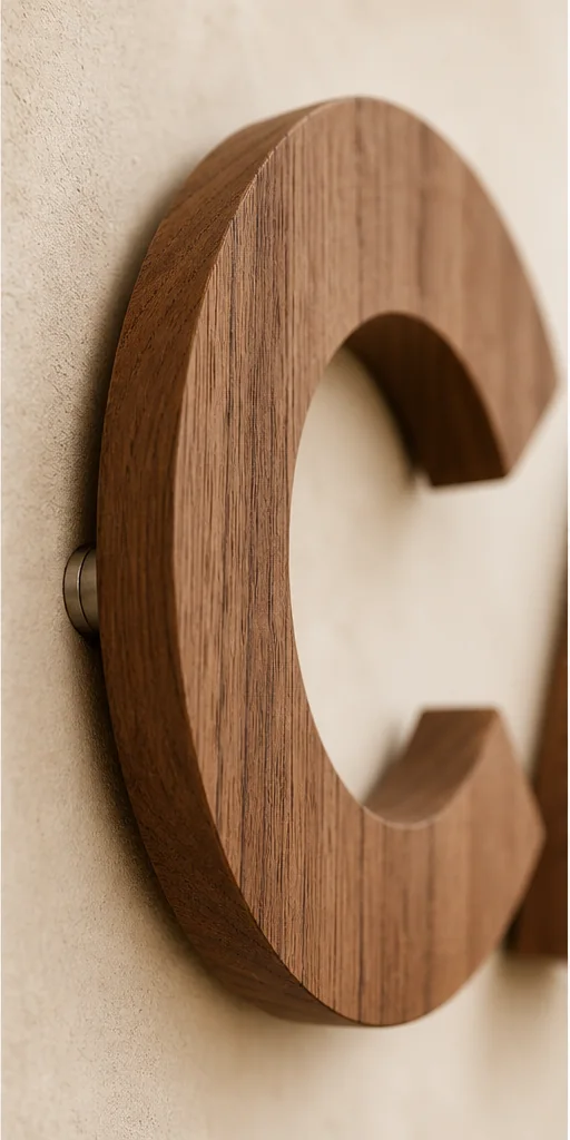 Détail de matière et finition de Café en bois de cèdre