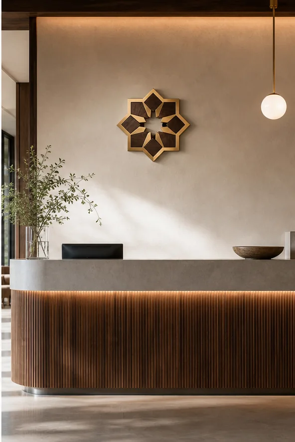 Logo mural sur mesure installé dans un espace contemporain