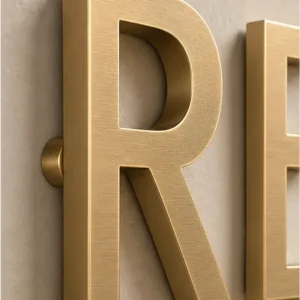 Détail de matière et finition de Réception en laiton brossé