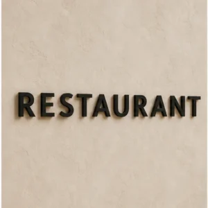 Restaurant noir mat – vue principale du lettres murales 3D