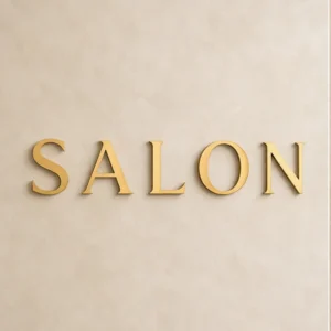 Salon doré satiné – vue principale du lettres murales 3D