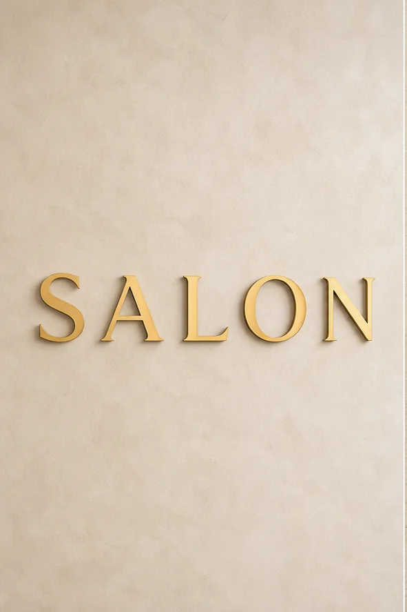 Salon doré satiné – vue principale du lettres murales 3D