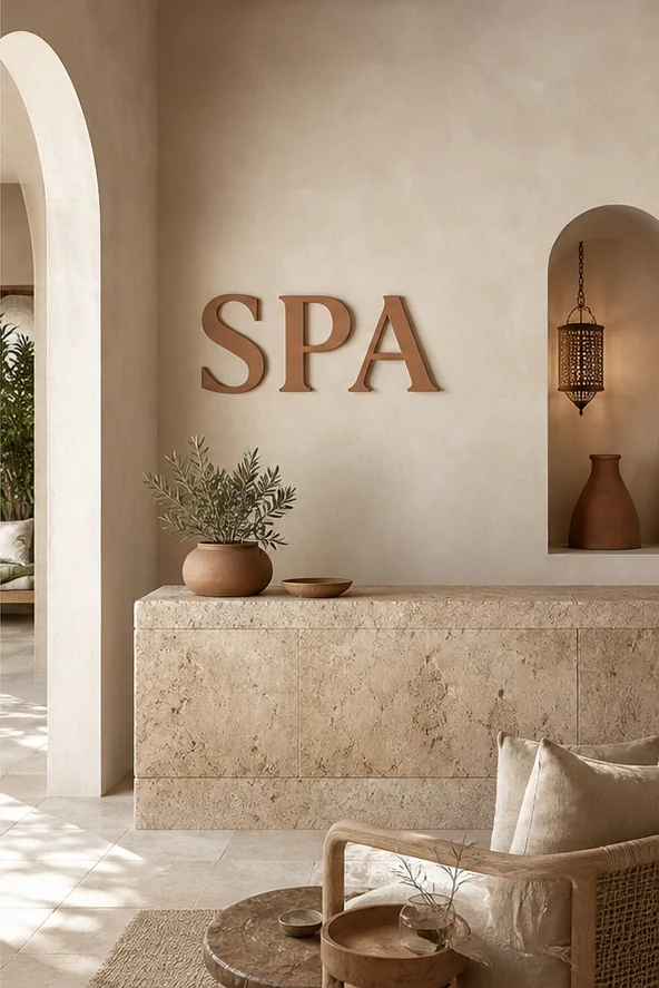 Spa terracotta installé dans un espace contemporain