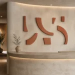 Lettres Tadelakt terracotta, produit de décoration murale marocaine et berbère – vue principale.