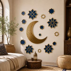 Lune et Étoiles Marocaines – sticker posé dans un intérieur marocain
