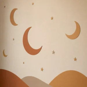 Vue détaillée de Lunes du désert montrant les bords fins du vinyle mat et l'adhérence.