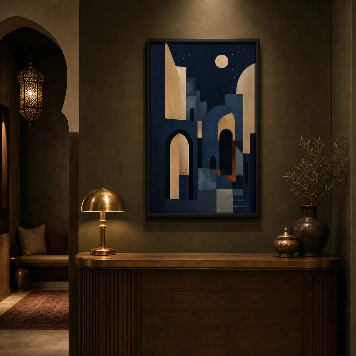 Médina nocturne en situation dans un hôtel urbain contemporain.
