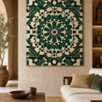 Mosaïque Fès Émeraude – mise en ambiance du tableau sur toile