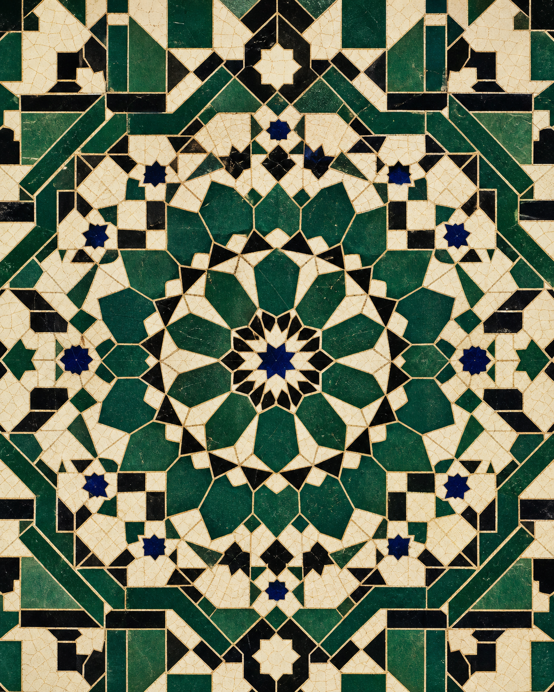 Mosaïque Fès Émeraude – visuel sans cadre du tableau sur toile