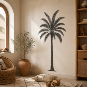 Palmier Minimaliste – sticker posé dans un intérieur marocain