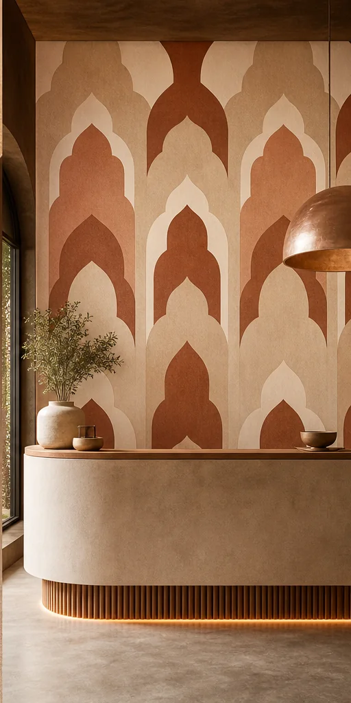 Arches terracotta installé dans un espace contemporain