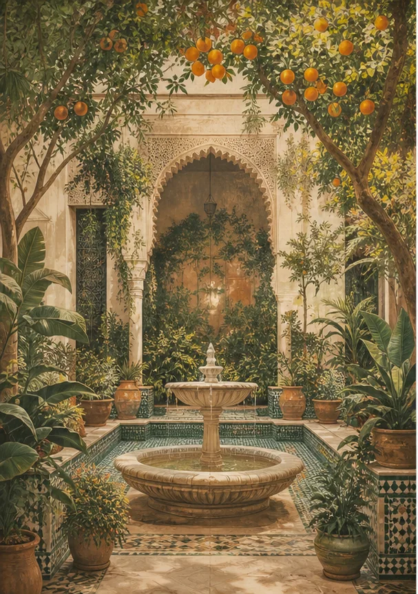 Jardin andalou – vue principale du papier peint panoramique