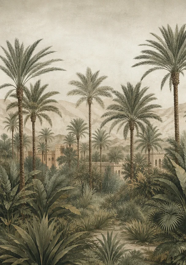 Palmeraie de Marrakech – vue principale du papier peint panoramique