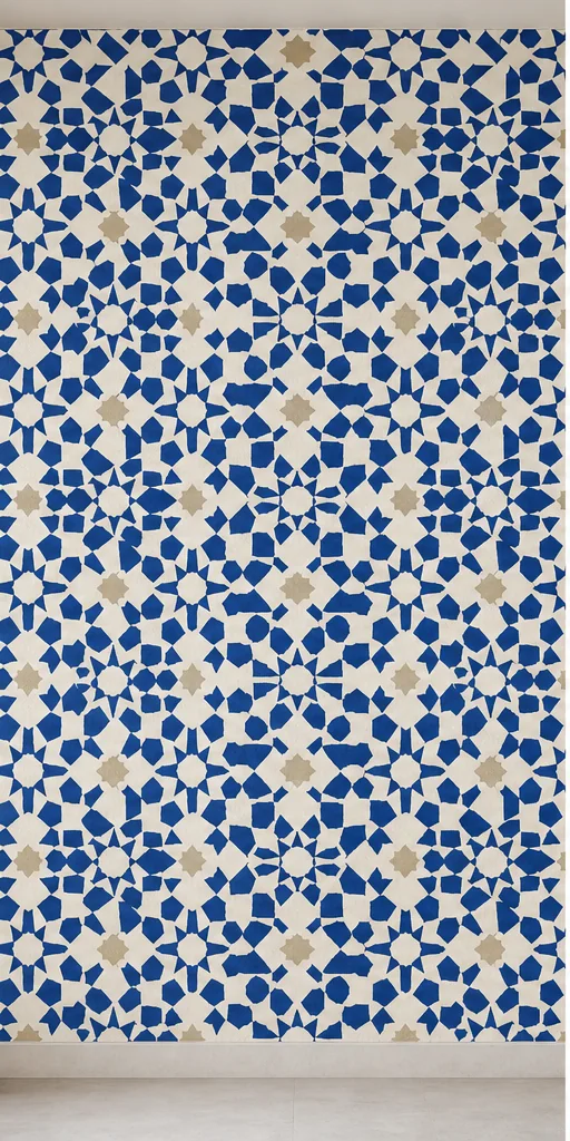 Zellige bleu cobalt – vue principale du papier peint panoramique
