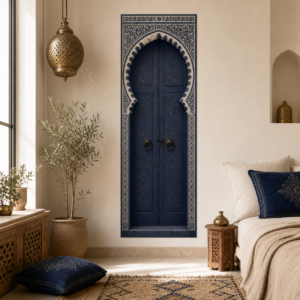 Portes de Médina – sticker posé dans un intérieur marocain