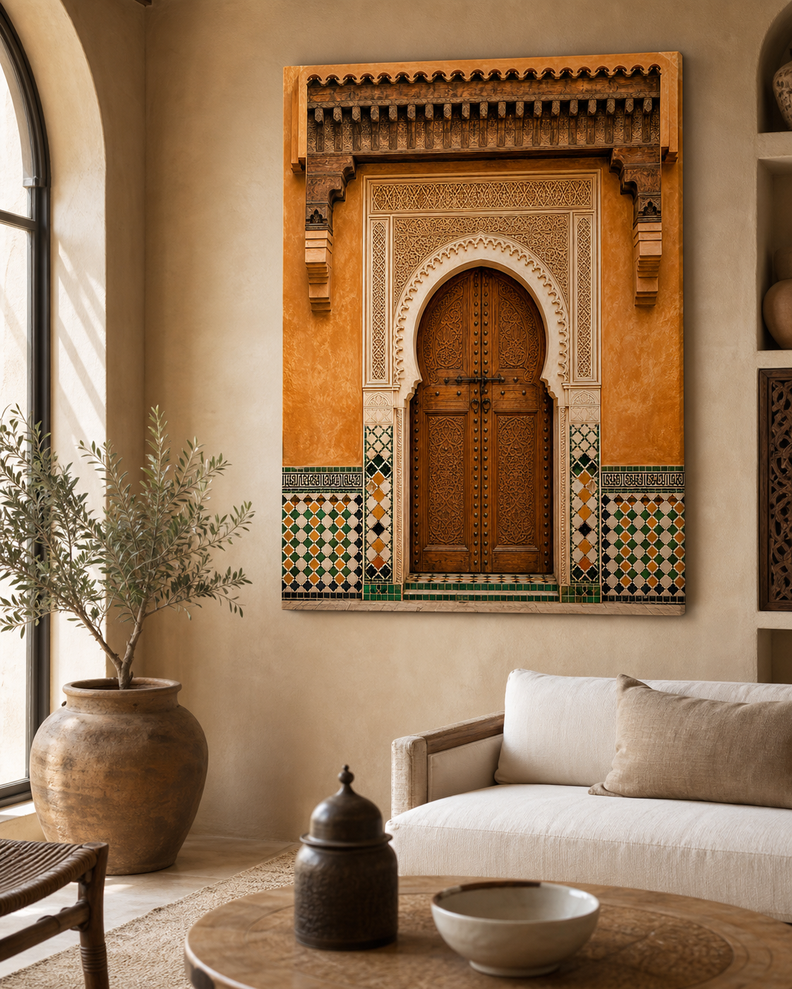 Portes Ocre de Marrakech – mise en ambiance du tableau sur toile