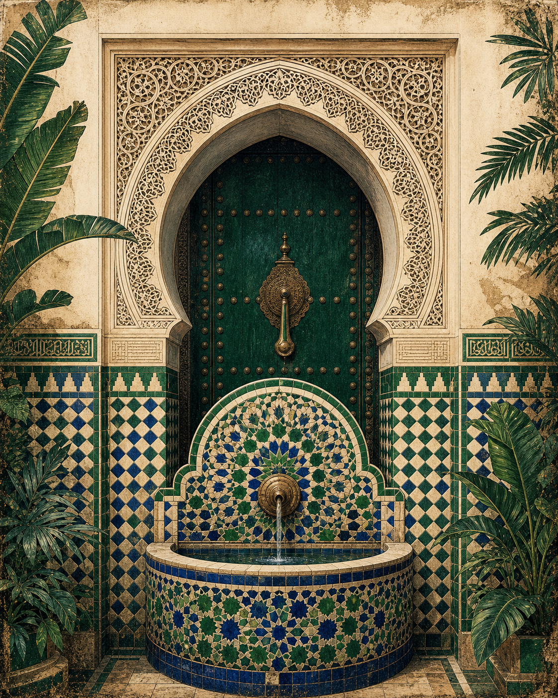 Poster Fès Médina Vintage – affiche seule sans cadre