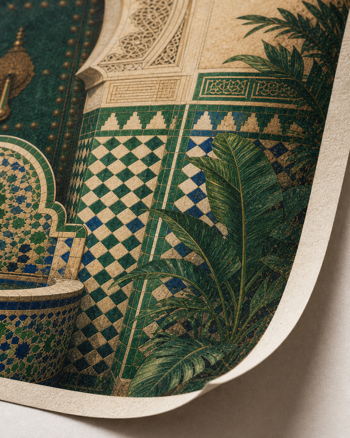 Poster Fès Médina Vintage – gros plan de l’impression sur papier mat