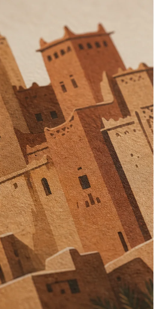Détail du papier mat du poster Kasbah de Taourirt