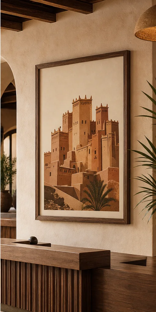poster Kasbah de Taourirt encadré dans un intérieur contemporain