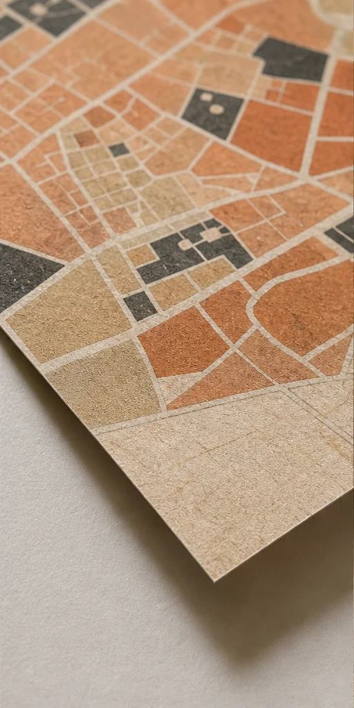 Détail du papier mat du poster plan Marrakech Médina