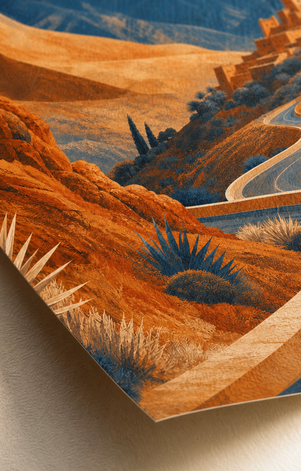 Poster Route de l’Atlas – gros plan de l’impression sur papier mat